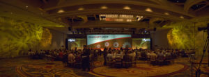 Panoramic view of ultra-wide screen meeting