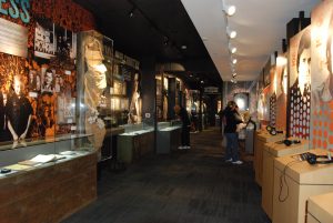 A photo of several johnny cash artefacts at the johnny cash museum
