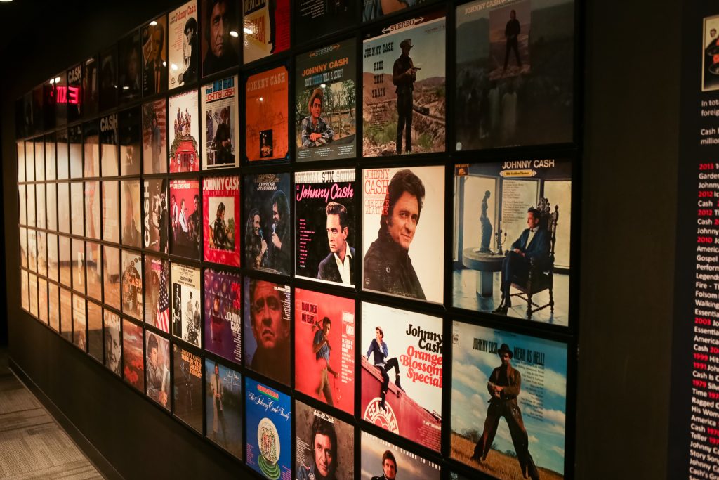 Photo wall of Johnny Cash's records at the Johnny cash museum, the venue for a recent Tri-Marq event. 