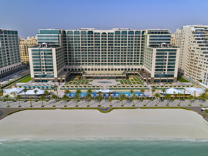 A drone shot of the Hilton Dubai Palm Jumeirah, the venue for a recent Tri-Marq event. 