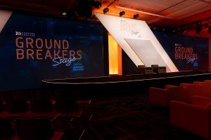 A side-on view of the Ground Breakers Stage at Conexpo-Con/Agg 2026.