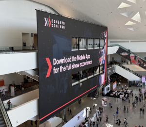 A view of the entry digital signage at the Conexpo-Con/Agg 2026 conference