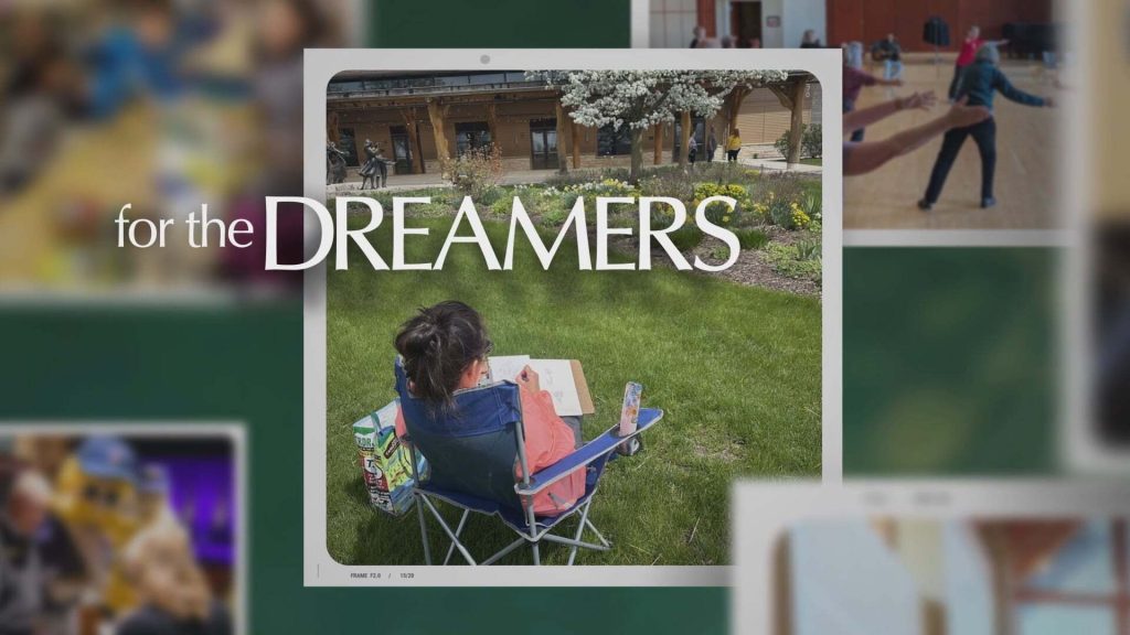 For gallery page: A thumbnail from the Sharon Lynne Wilson Center 2026 Big Event Video. Features photos in a polaroid frame with "For the dreamers" graphics floating above the photos. 